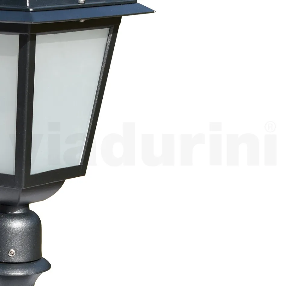 76,5 cm hoge tuinlamp in antraciet aluminium en gezandstraald glas - Elric Viadurini