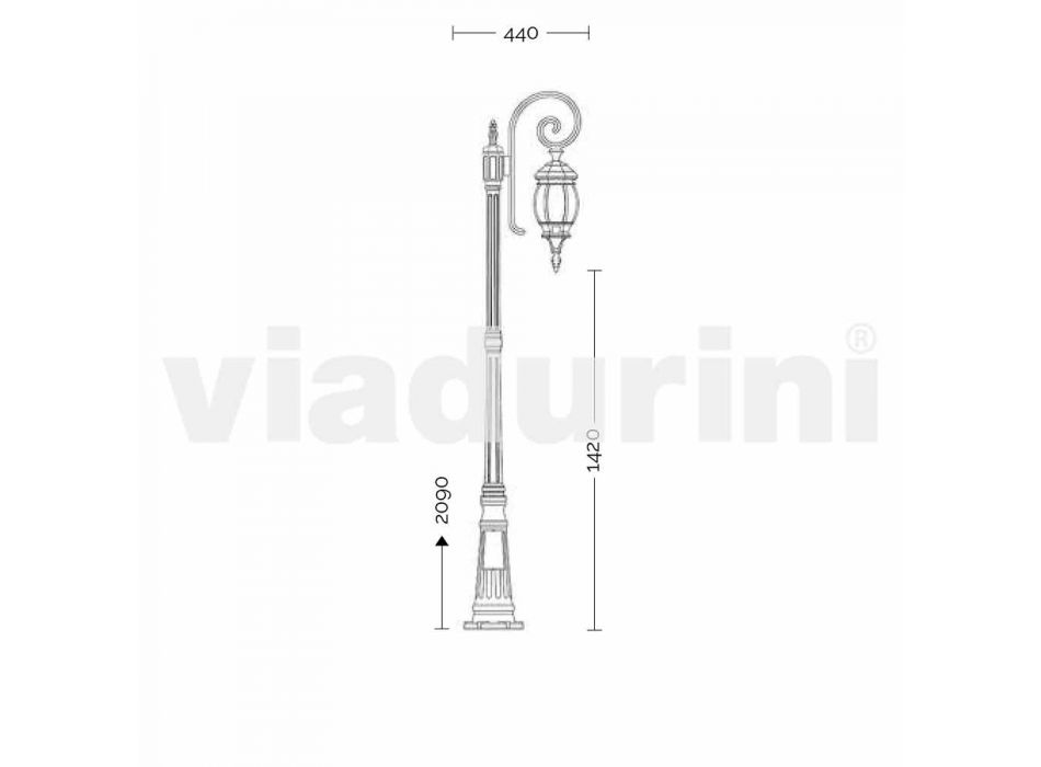 Anika klassieke aluminium tuinlamp gemaakt in Italië Viadurini