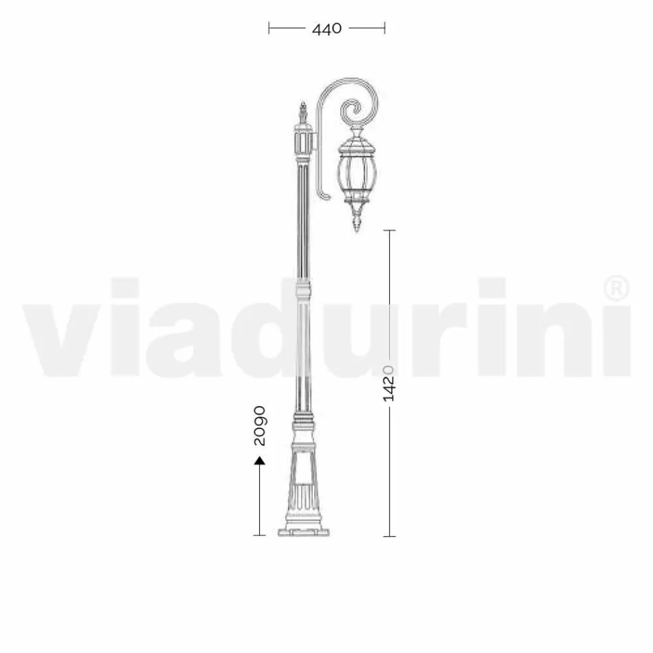 Anika klassieke aluminium tuinlamp gemaakt in Italië Viadurini