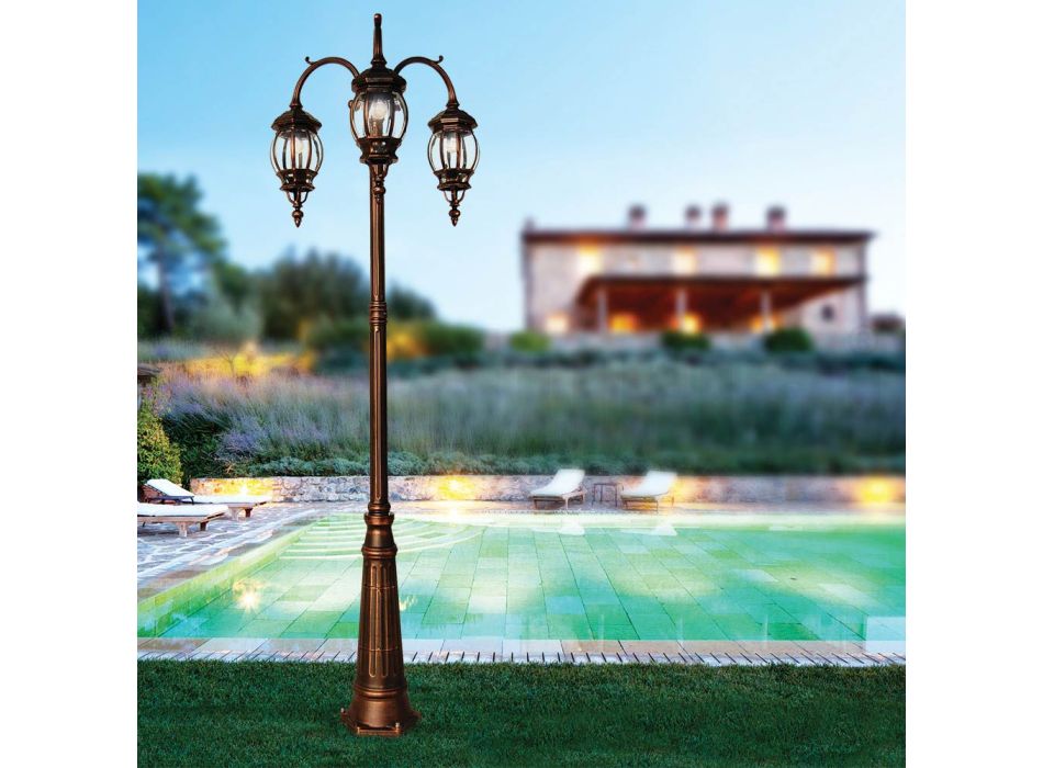 Buitenlamp 3-lichts in aluminium vintage stijl Made in Italy - Leona Viadurini