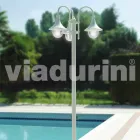 Buitenlamp met drie lampen in wit aluminium maakte Italië, Anusca Viadurini