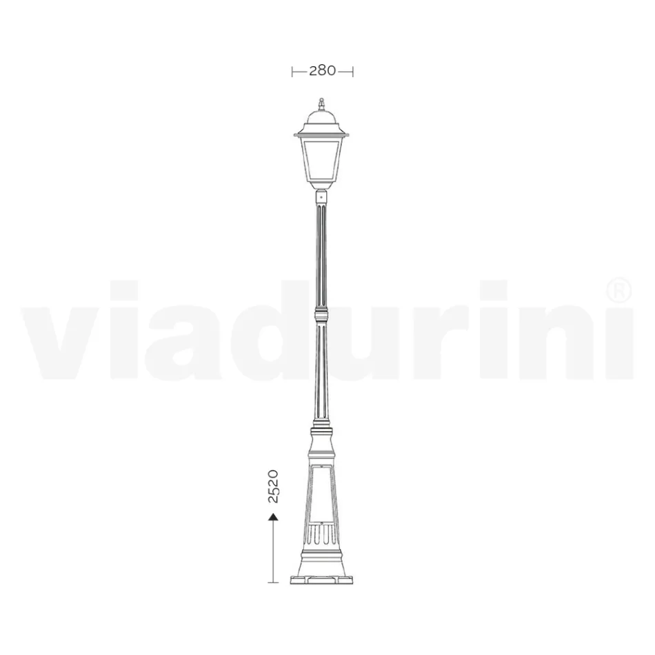 252 cm hoge buitenlamp in glas en gegoten aluminium - Alchemist Viadurini
