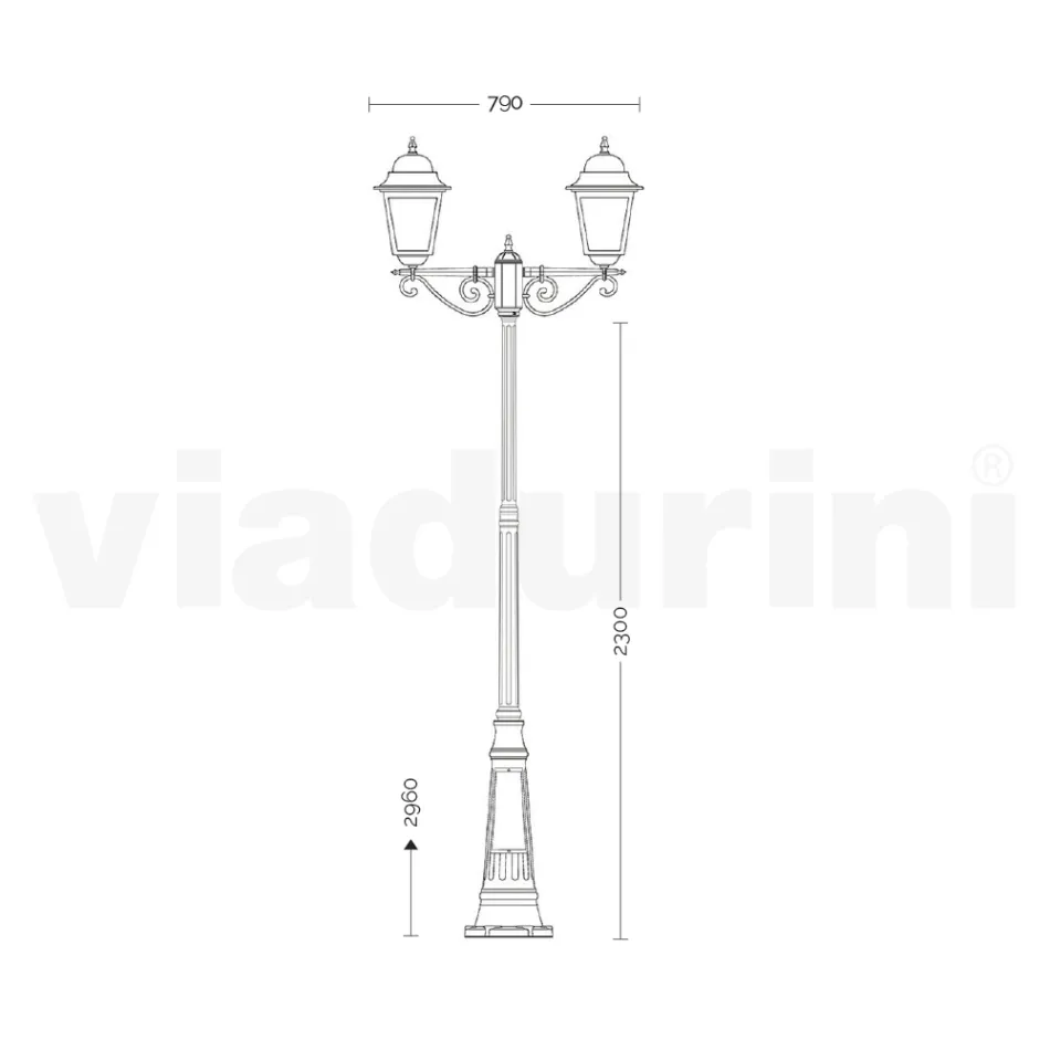 296 cm hoge buitenlamp in glas en gegoten aluminium - Alchemist Viadurini