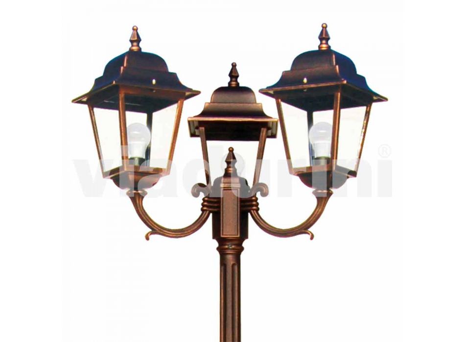 Klassieke drielicht buitenlamp gemaakt in Italië, Aquilina Viadurini