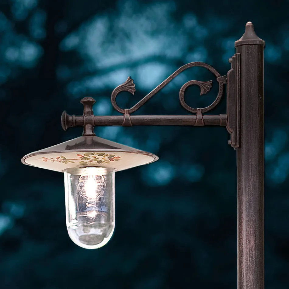 Buitenlantaarnpaal in klassiek handgeschilderd gedecoreerd aluminium - Genua Viadurini