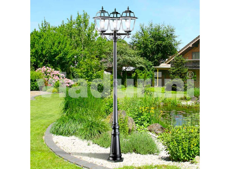 Kristel, drielicht klassieke tuinlamp gemaakt in Italië Viadurini