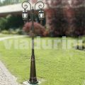 Tuinlantaarnpaal met 2 lampen in gegoten aluminium gemaakt in Italië, Anika