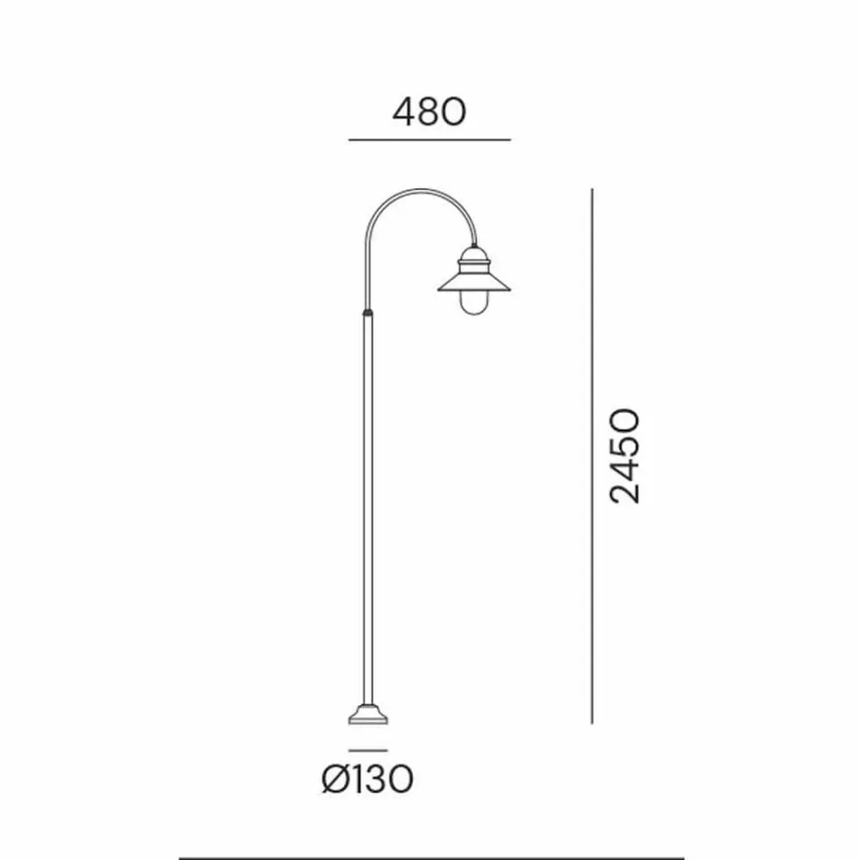 Tuinlantaarnpaal met hoge of lage boog in messing en koper - Edge van Il Fanale Viadurini