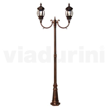 Tuinlamp 2-lichts in aluminium vintage stijl Made in Italy - Leona Viadurini