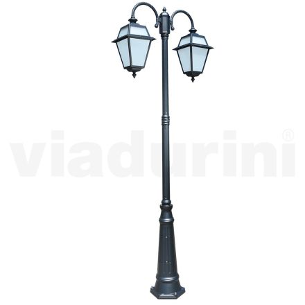 Tuinlamp met 2 lampen van aluminium en glas Made in Italy - Vivian Viadurini