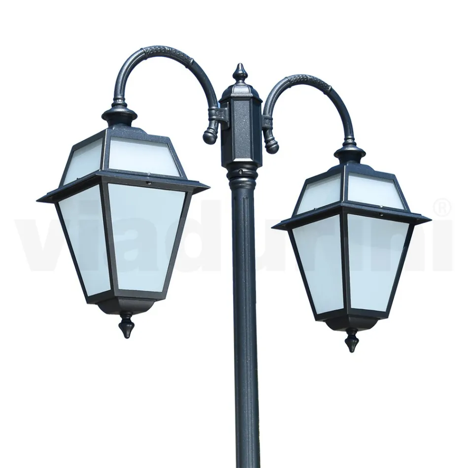 Tuinlamp met 2 lampen van aluminium en glas Made in Italy - Vivian Viadurini