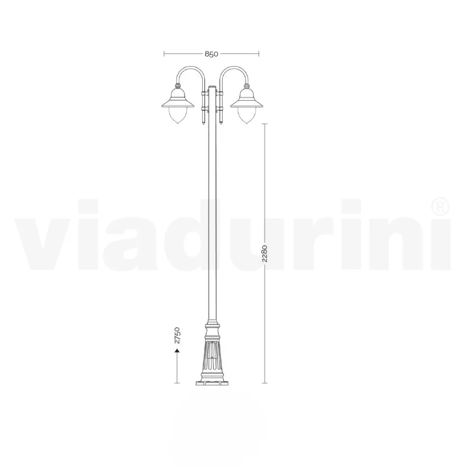 Tuinlamp met 3 lampen in aluminium Made in Italy - Cassandra Viadurini