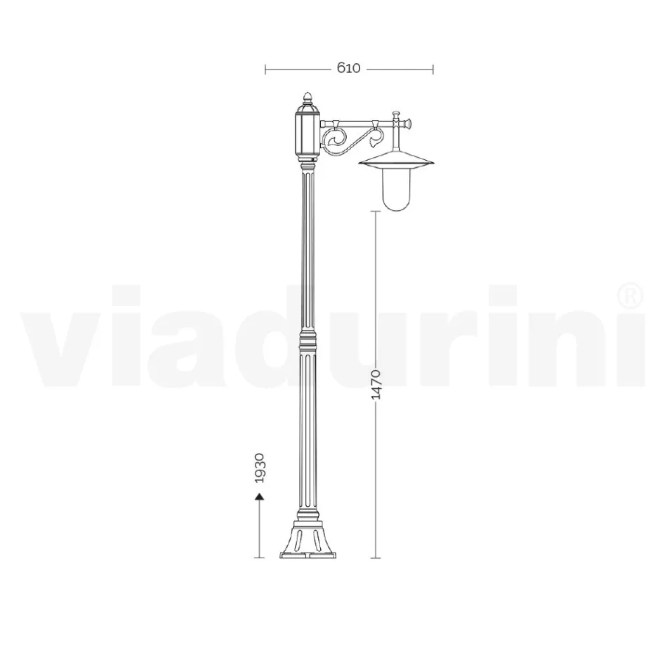 Tuinlamp in vintage stijl in grijs aluminium gemaakt in Italië - Belen Viadurini