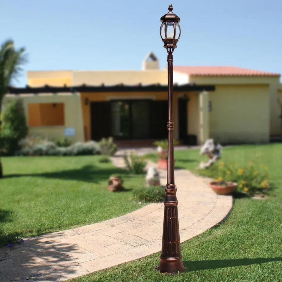 Lamp in vintage stijl van gegoten aluminium gemaakt in Italië - Leona Viadurini