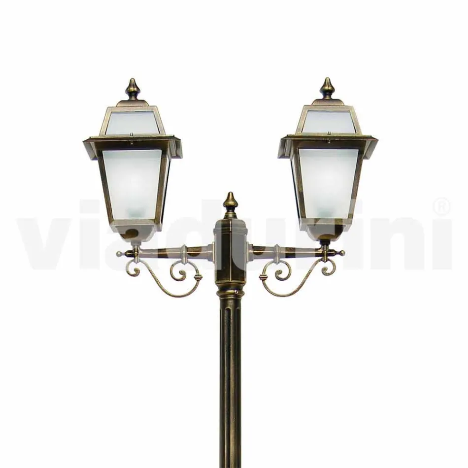 Buitenlamp met twee lampen in aluminium gemaakt in Italië, Kristel Viadurini