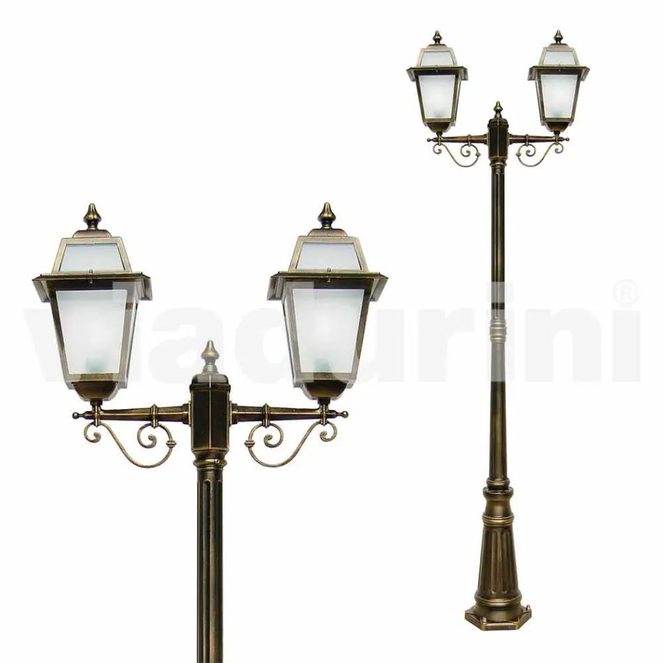 Buitenlamp met twee lampen in aluminium gemaakt in Italië, Kristel Viadurini