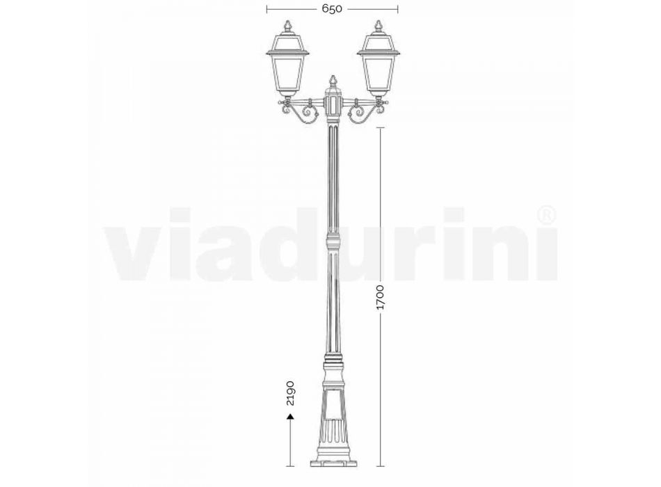 Buitenlamp met twee lampen in aluminium gemaakt in Italië, Kristel Viadurini