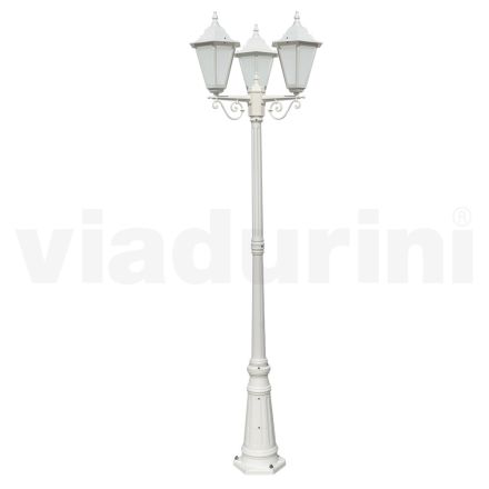 Vintage stijl straatlantaarn 3 lichten in aluminium en glas gemaakt in Italië - Terella Viadurini