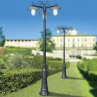 Straatlantaarn in vintage stijl met 3 lampen in grijs aluminium gemaakt in Italië - Belen Viadurini