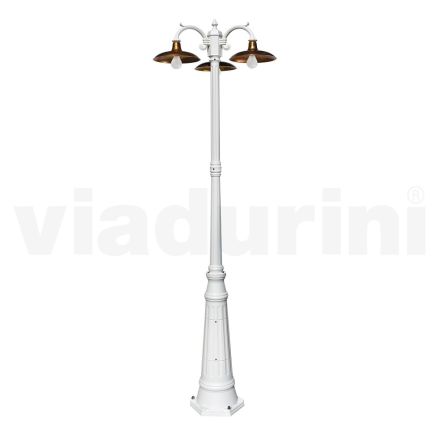 Vintage lamp met 3 lampen in aluminium en messing Made in Italy - Adela Viadurini
