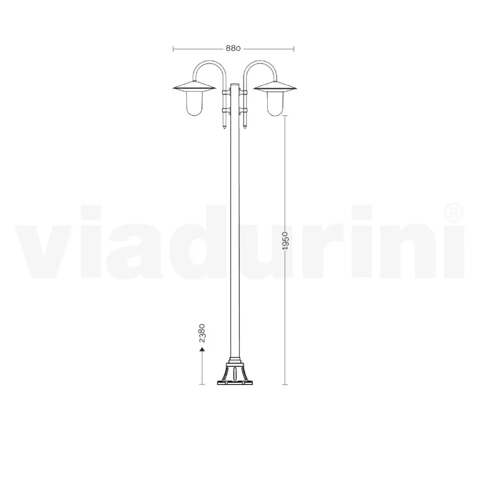 Vintage tuinlamp 2 lampen in aluminium Made in Italy - Belen Viadurini
