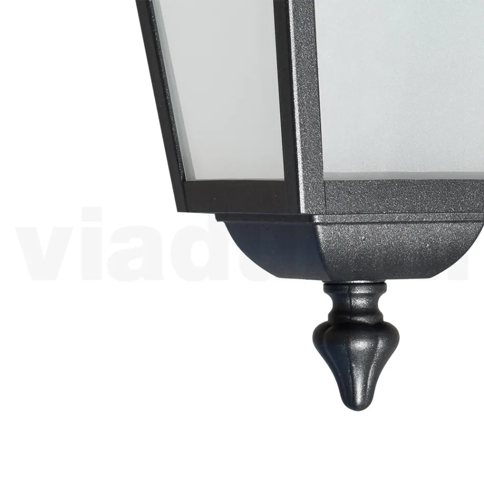 Tuinplafondlantaarn in antraciet aluminium en gezandstraald glas - Elric Viadurini