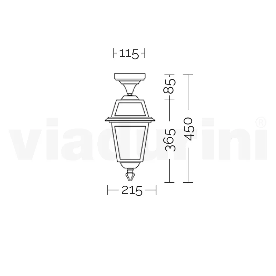 Tuinplafondlantaarn in antraciet aluminium en gezandstraald glas - Elric Viadurini