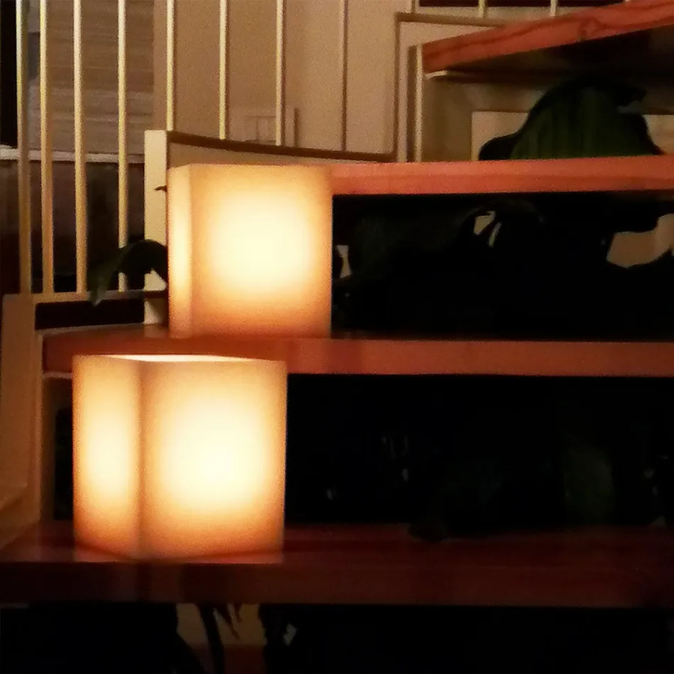 Geurlantaarn in was met kraseffect en theelichtje Made in Italy - Famme Viadurini