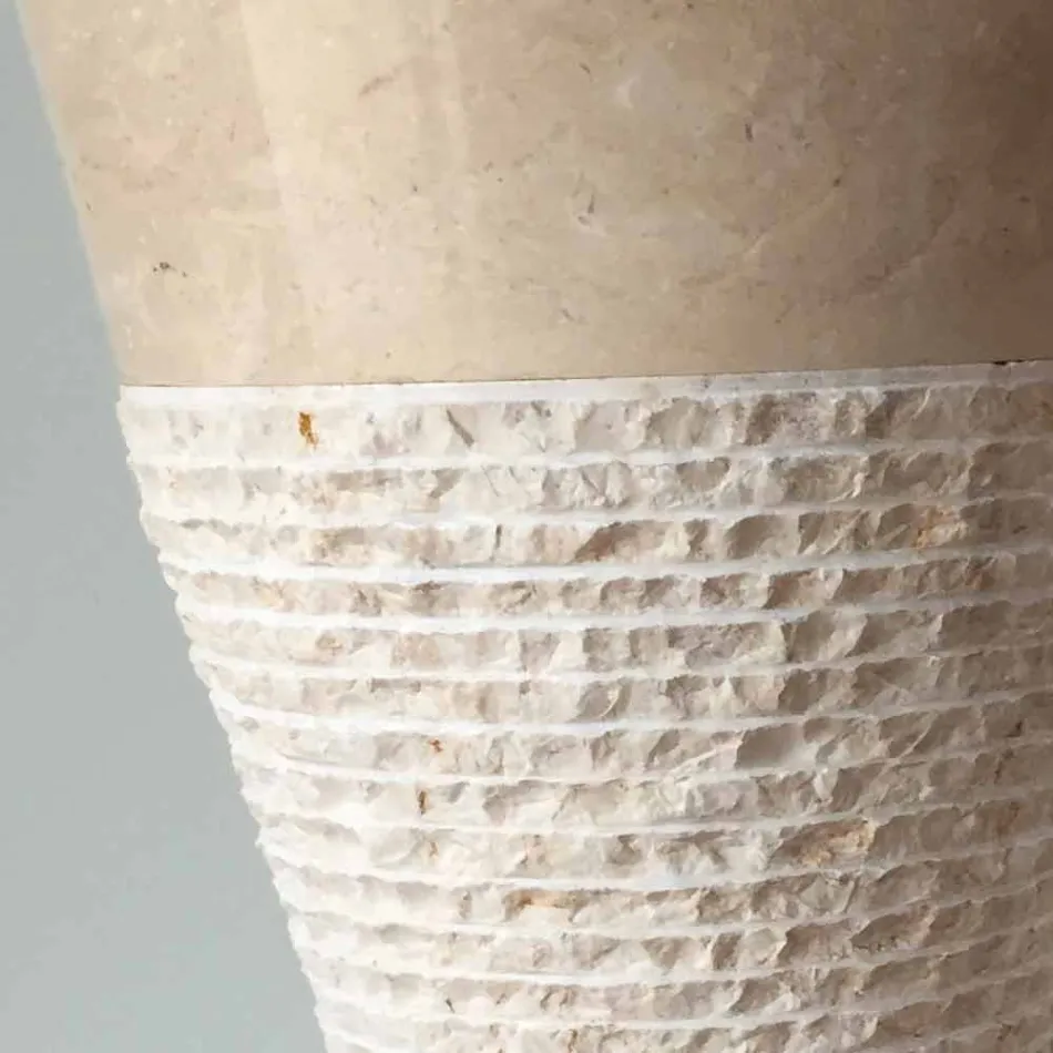 Witte kolomwastafel in natuursteen Iris, uniek stuk Viadurini