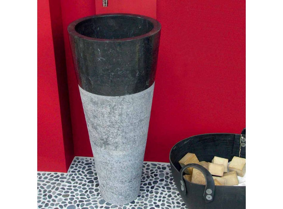 Wastafel Column Taper Stone Natural Black Raja