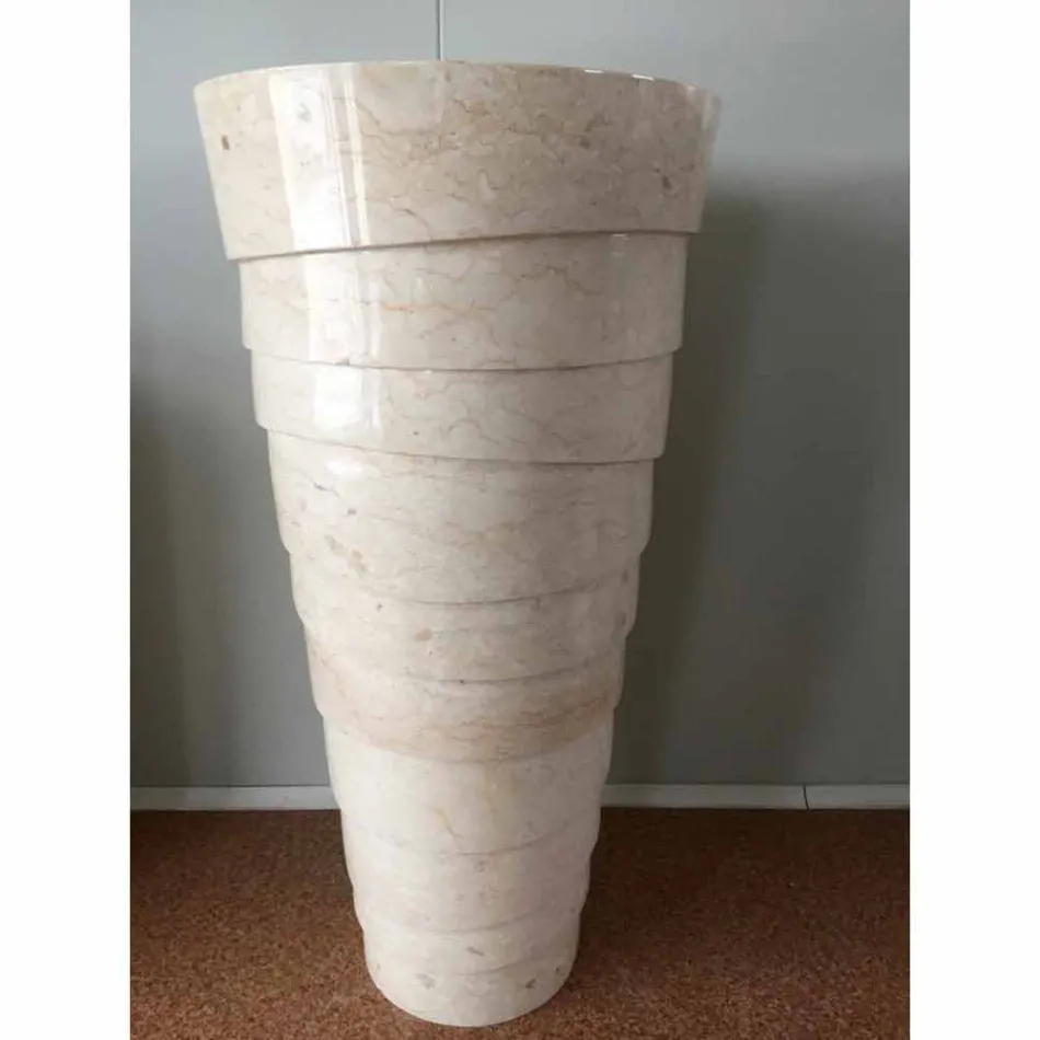 Design badkamer wastafel in wit Brent steen, uniek stuk Viadurini