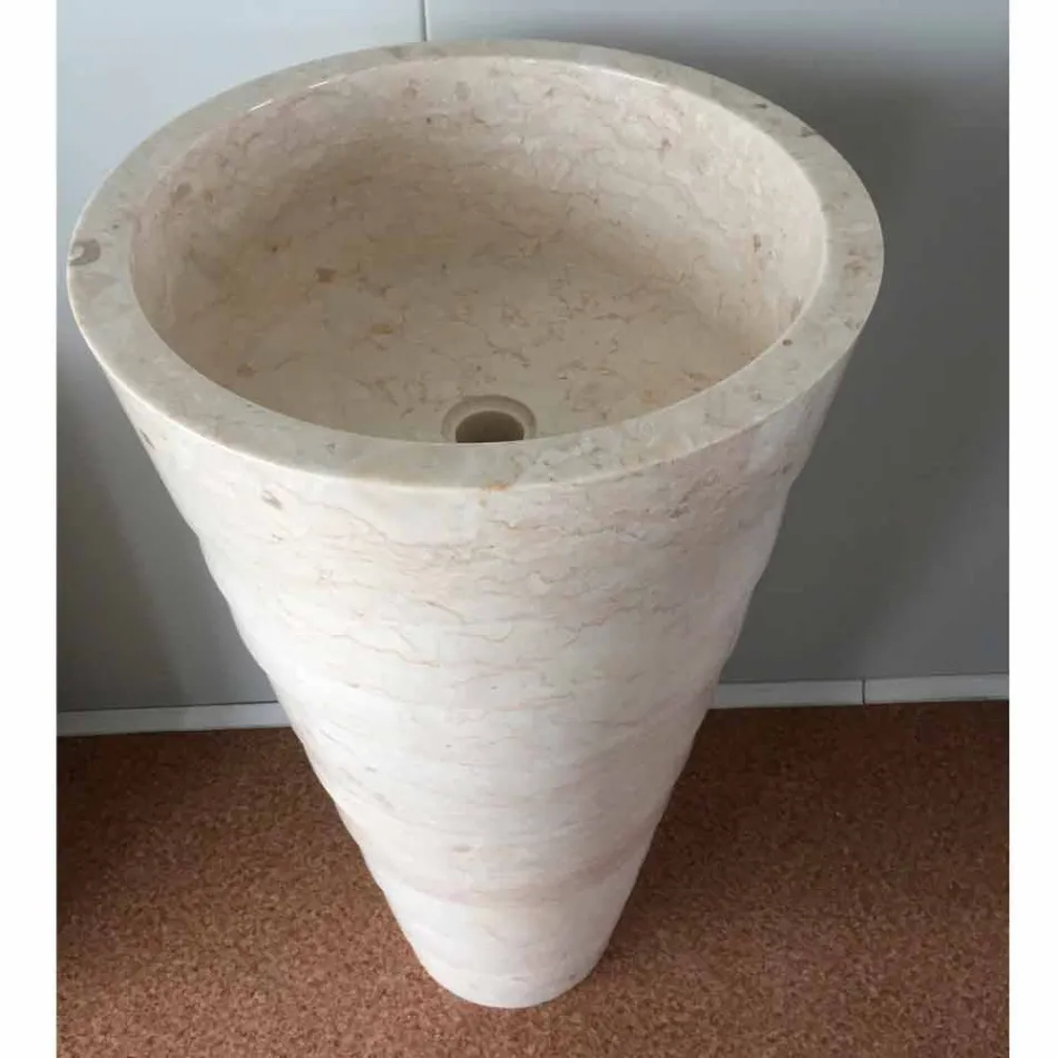 Design badkamer wastafel in wit Brent steen, uniek stuk Viadurini