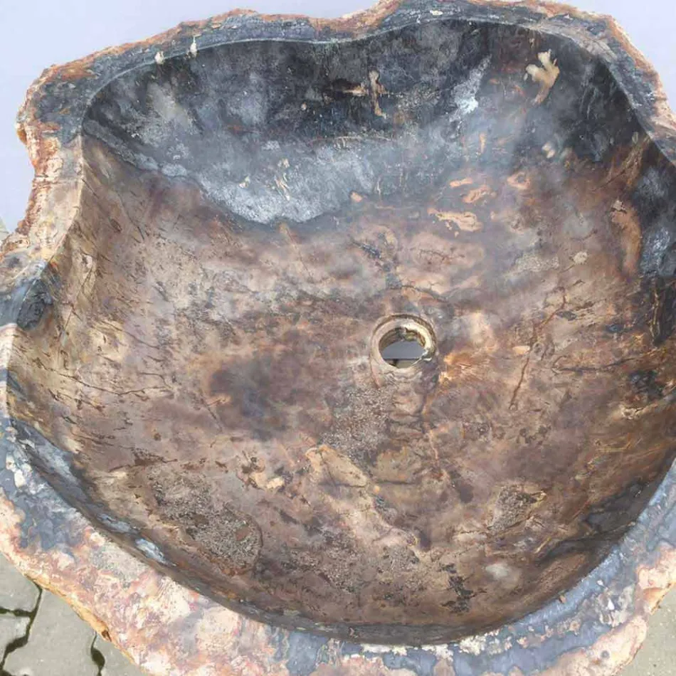 Design voetstuk gootsteen in natuursteen Ley, handgemaakt Viadurini