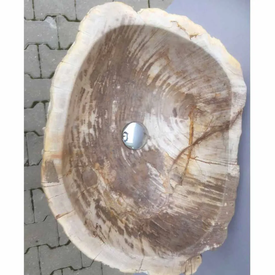 Design voetstuk gootsteen in natuursteen Ley, handgemaakt Viadurini