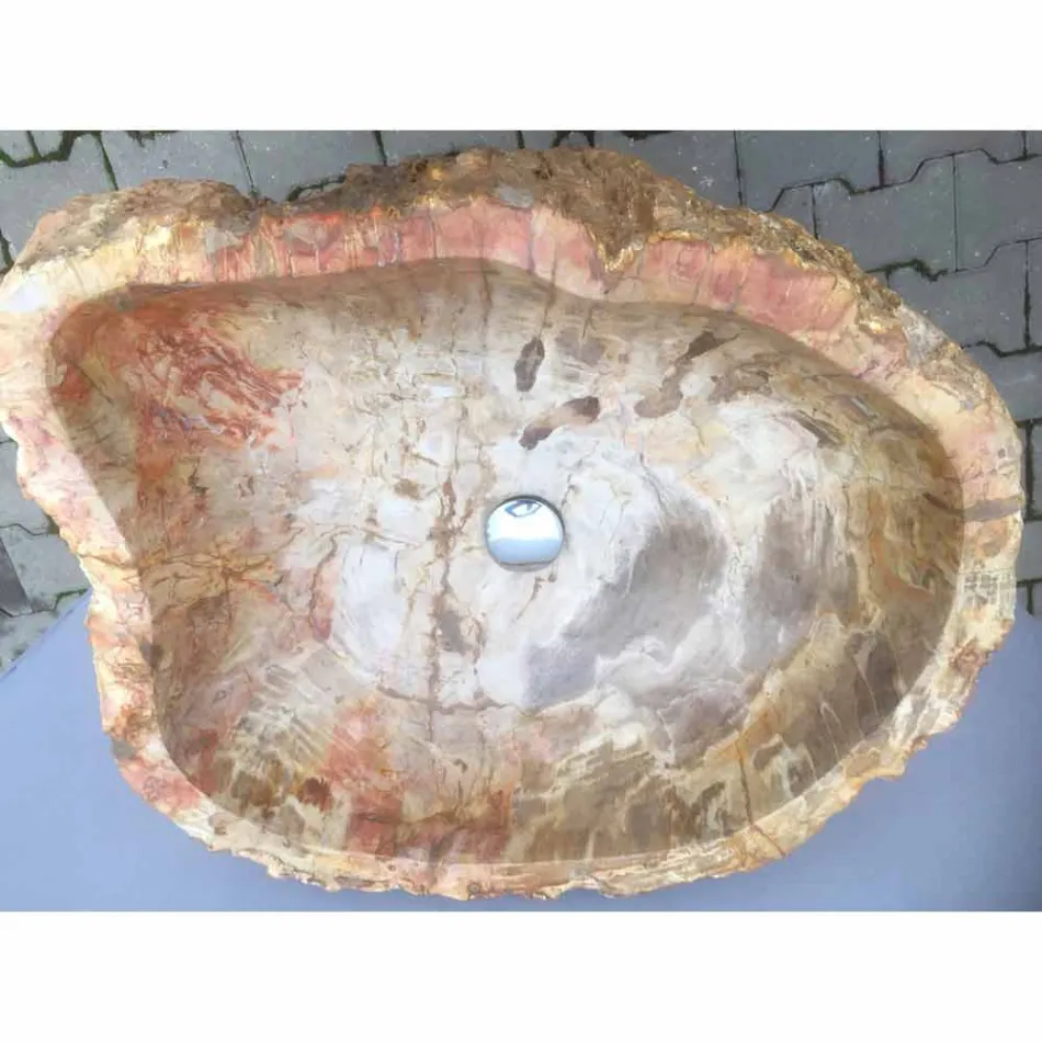 Design voetstuk gootsteen in natuursteen Ley, handgemaakt Viadurini