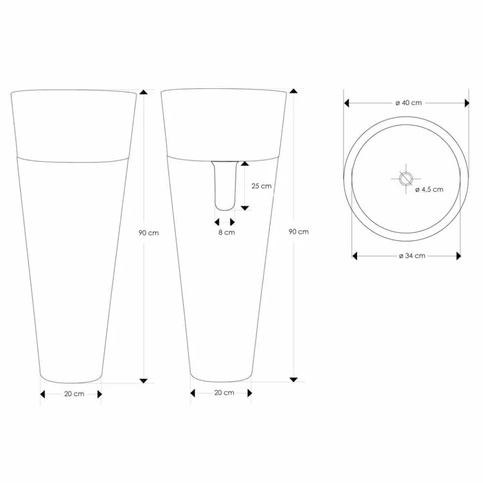 Kolomwastafel met modern design in glanzend zwart marmer - Merlo Viadurini