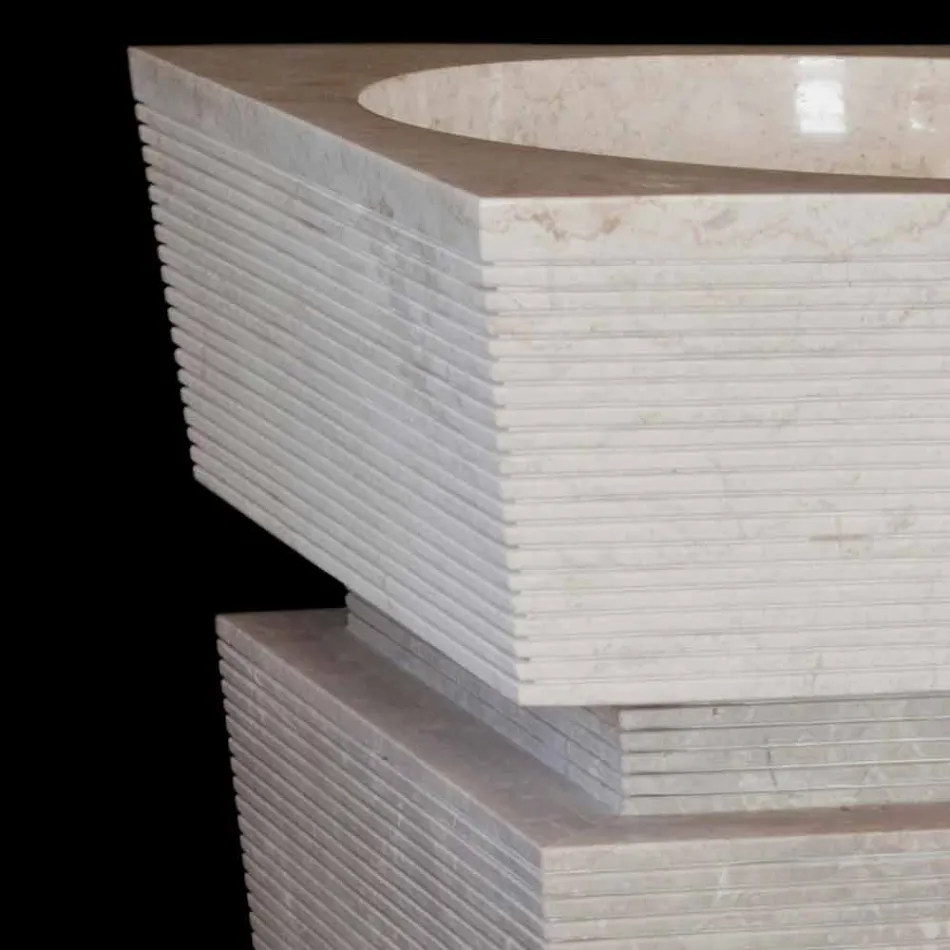 Voetstuk gootsteen van natuursteen Sire wit, handgemaakt Viadurini