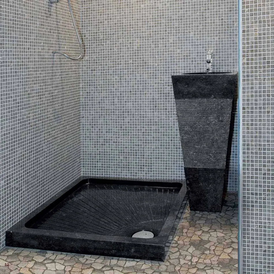 Wastafel Column Piramide Stone Natural Black Nias Viadurini