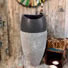 Wastafel Column Sferische Stone Natural Black Gili Viadurini