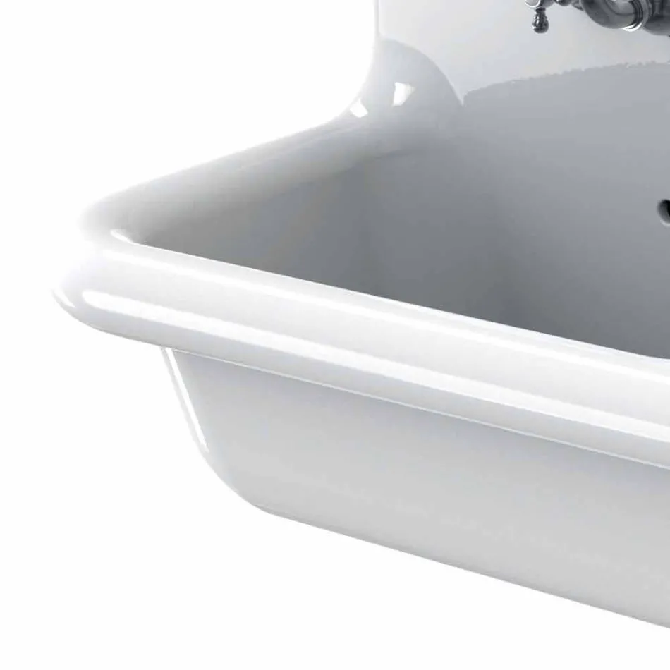 Wastafel dubbele wastafel muur in modern wit keramiek Andy Viadurini