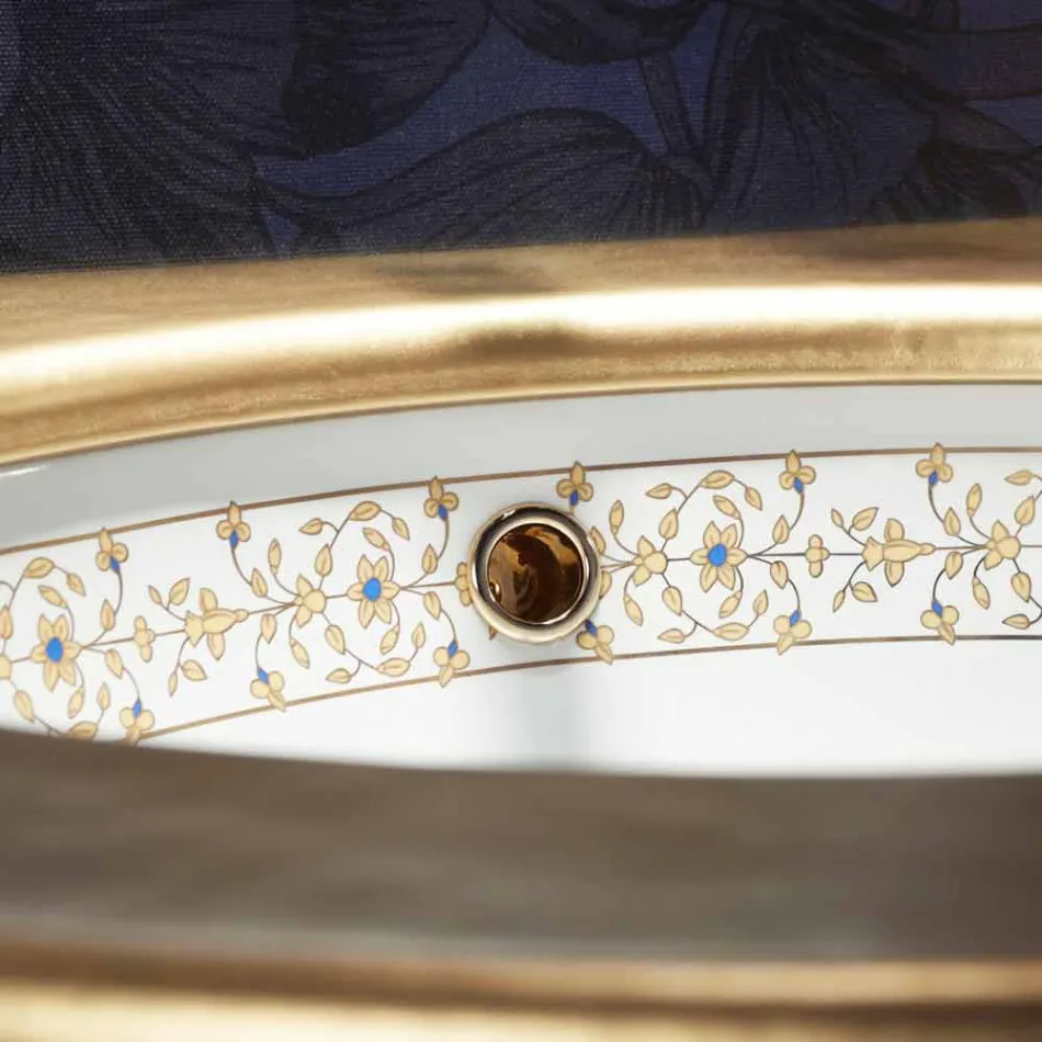 Barokke design ingebouwde gootsteen in vuurklei gemaakt in Italië, Egeïsche zee Viadurini