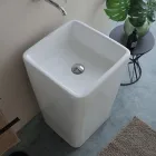 Vrijstaande vierkante keramische wastafel met een modern design - Papavero Viadurini