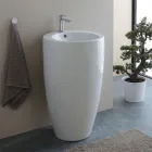 Vrijstaande ronde keramische wastafel met een modern design - Papavero Viadurini