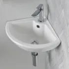 Hoekwastafel van wit keramiek met een modern en elegant design - Silica Viadurini