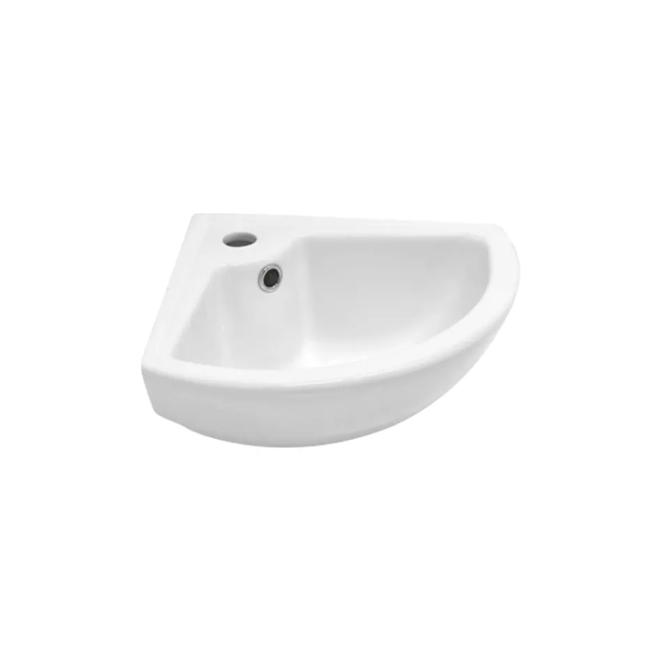 Hoekwastafel van wit keramiek met een modern en elegant design - Silica Viadurini