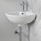 Hoekwastafel van wit keramiek met een modern en elegant design - Silica Viadurini