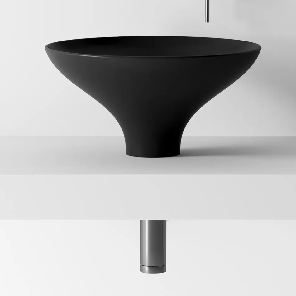 Ronde gekleurde keramische wastafel voor badkamer Made in Italy - Hoscar Viadurini