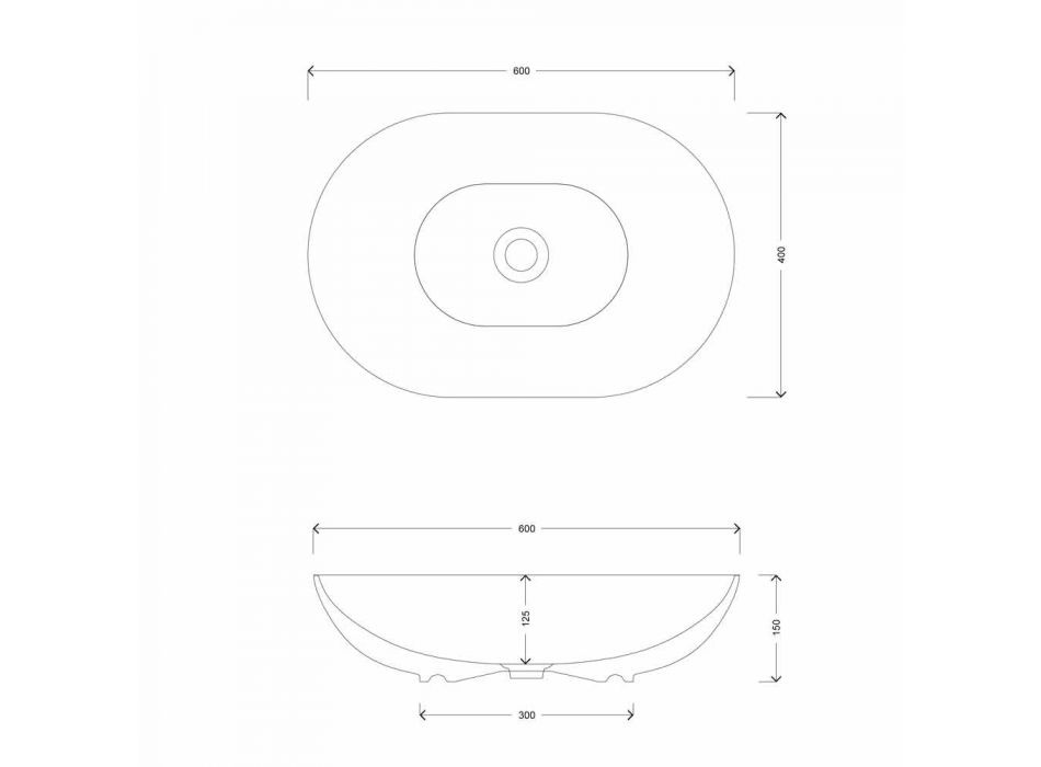 Ovale design wastafel in keramiek Made in Italy - Chain Viadurini
