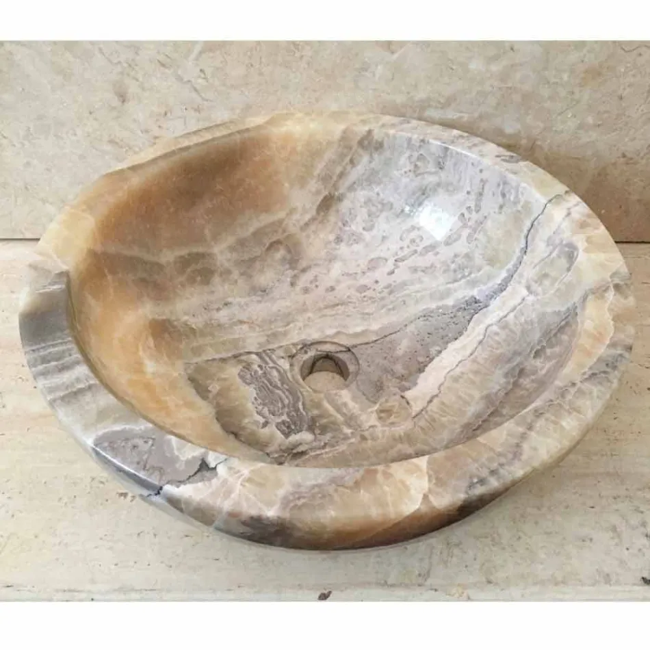 Aanrecht wasbak in natuurlijke onyx steen Ana, handgemaakt Viadurini