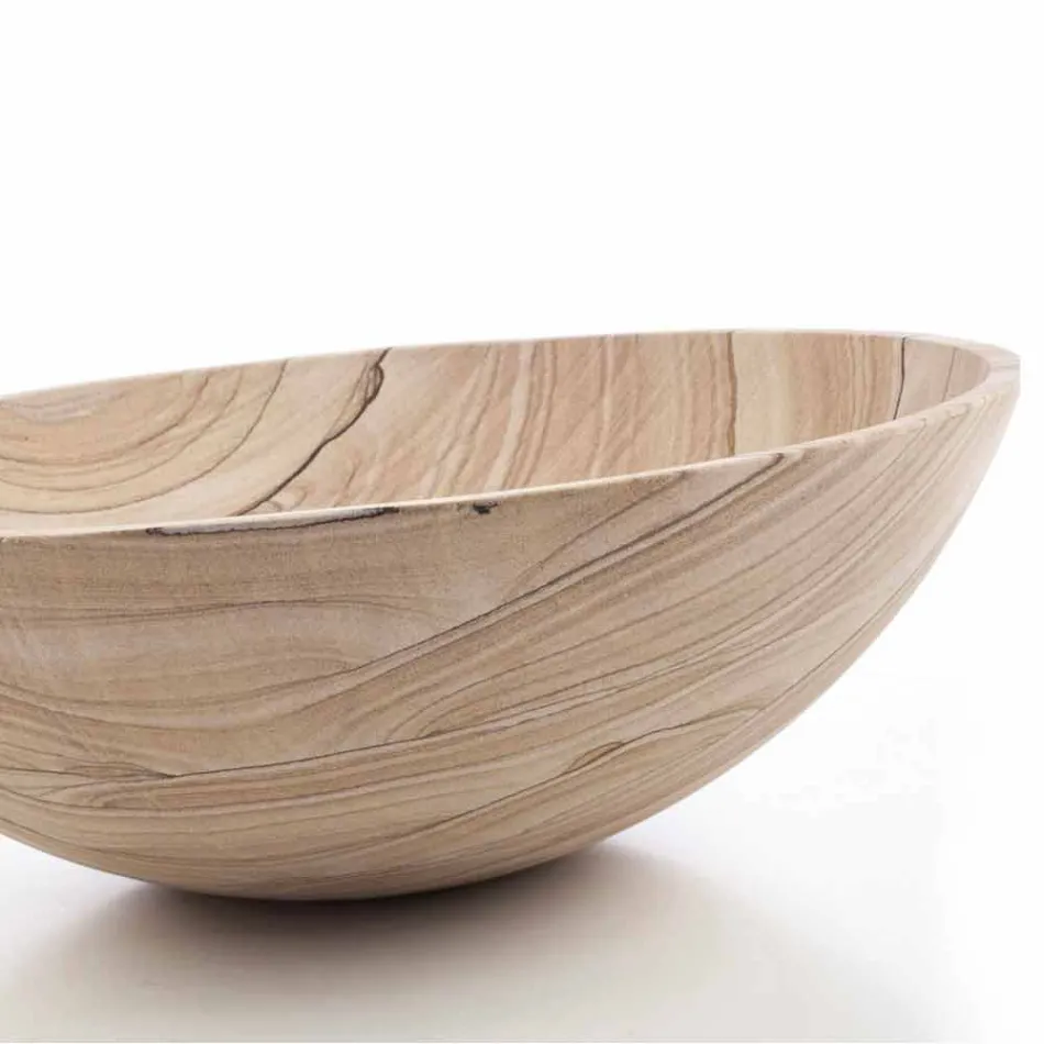 Aanrecht badkamer wastafel in zandsteen ronde vorm - Cerasolo Viadurini